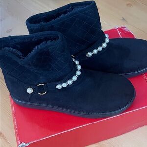 Unisa Black Ankle  Boots with Pearl Accents